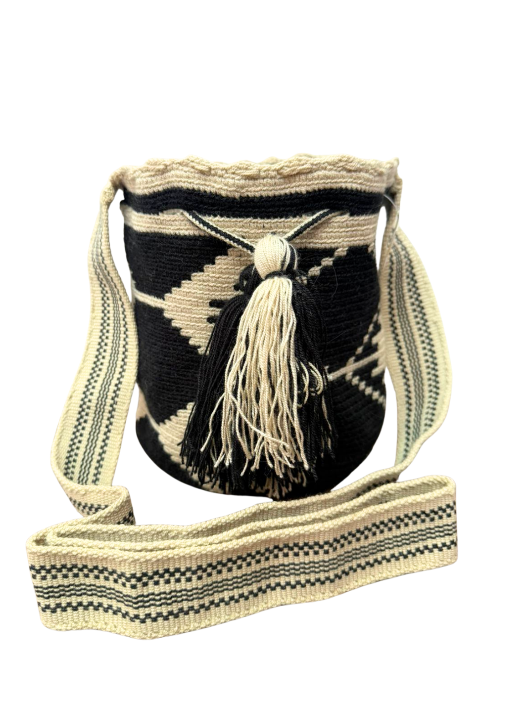 Mochilas Wayúu Medianas Base Beige (crudo)