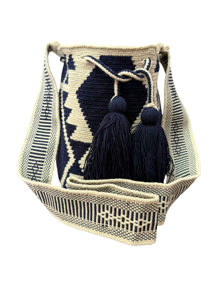 Mochilas Wayúu Medianas Base Beige (crudo)