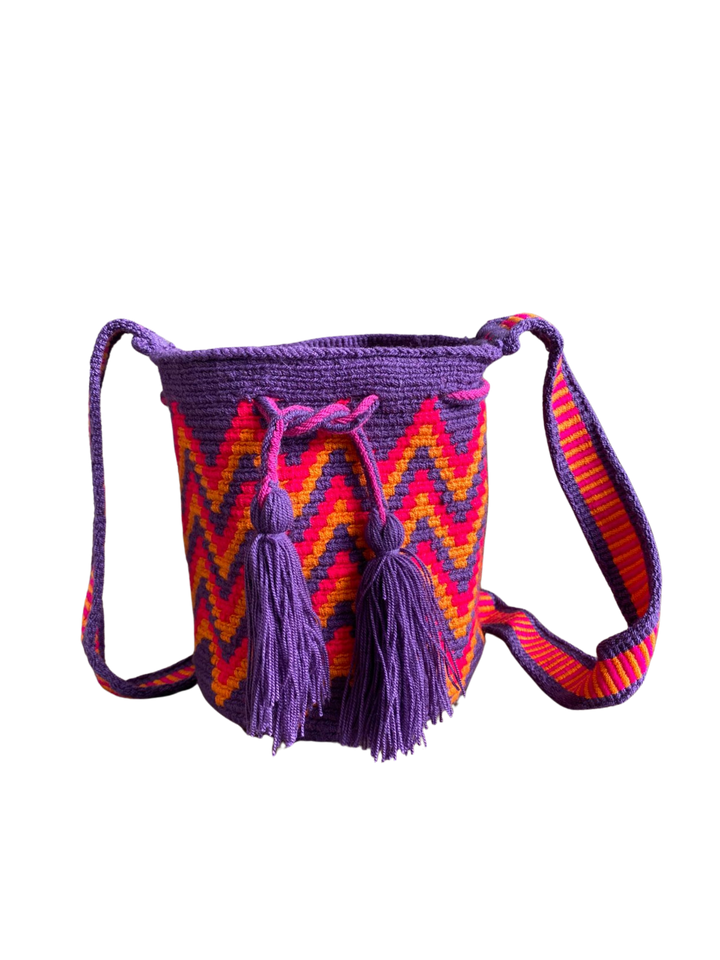 Mochilas Wayuu Medianas Crudo y Azul