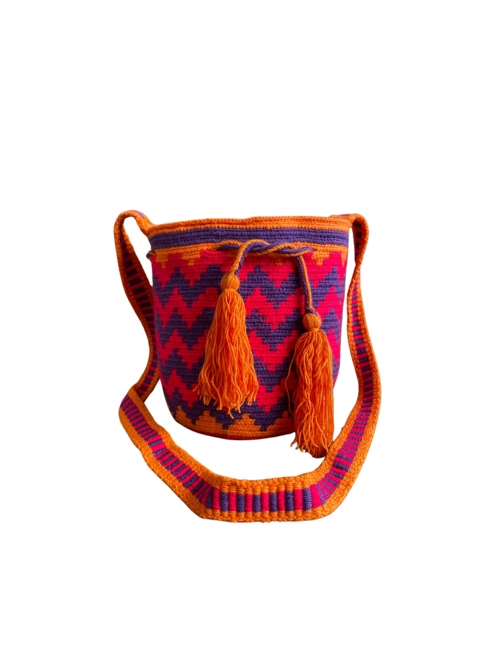 Mochilas Wayuu Medianas Crudo y Azul
