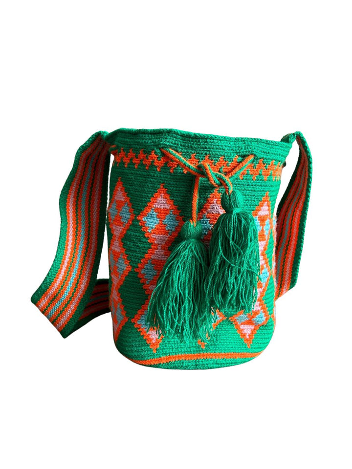Mochilas Wayuu Medianas Crudo y Azul