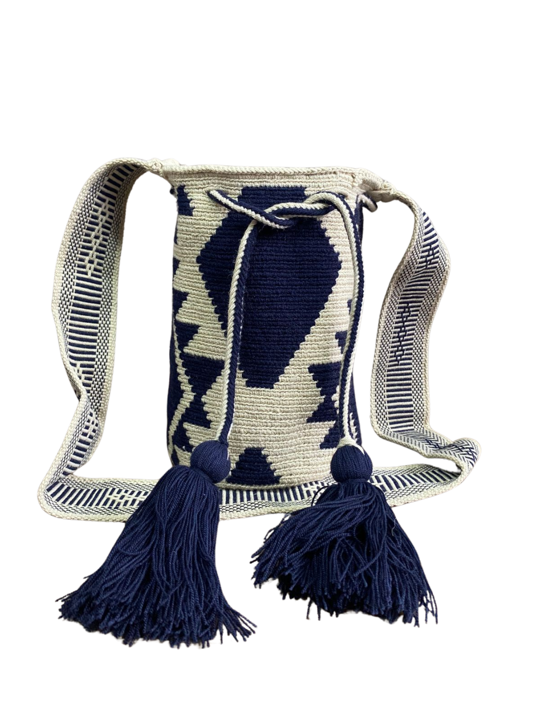 Mochilas Wayuu Medianas Crudo y Azul