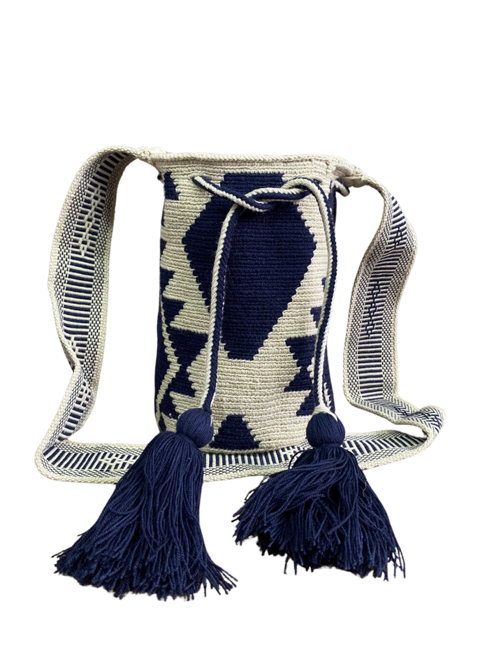Mochilas Wayuu Medianas Crudo y Azul