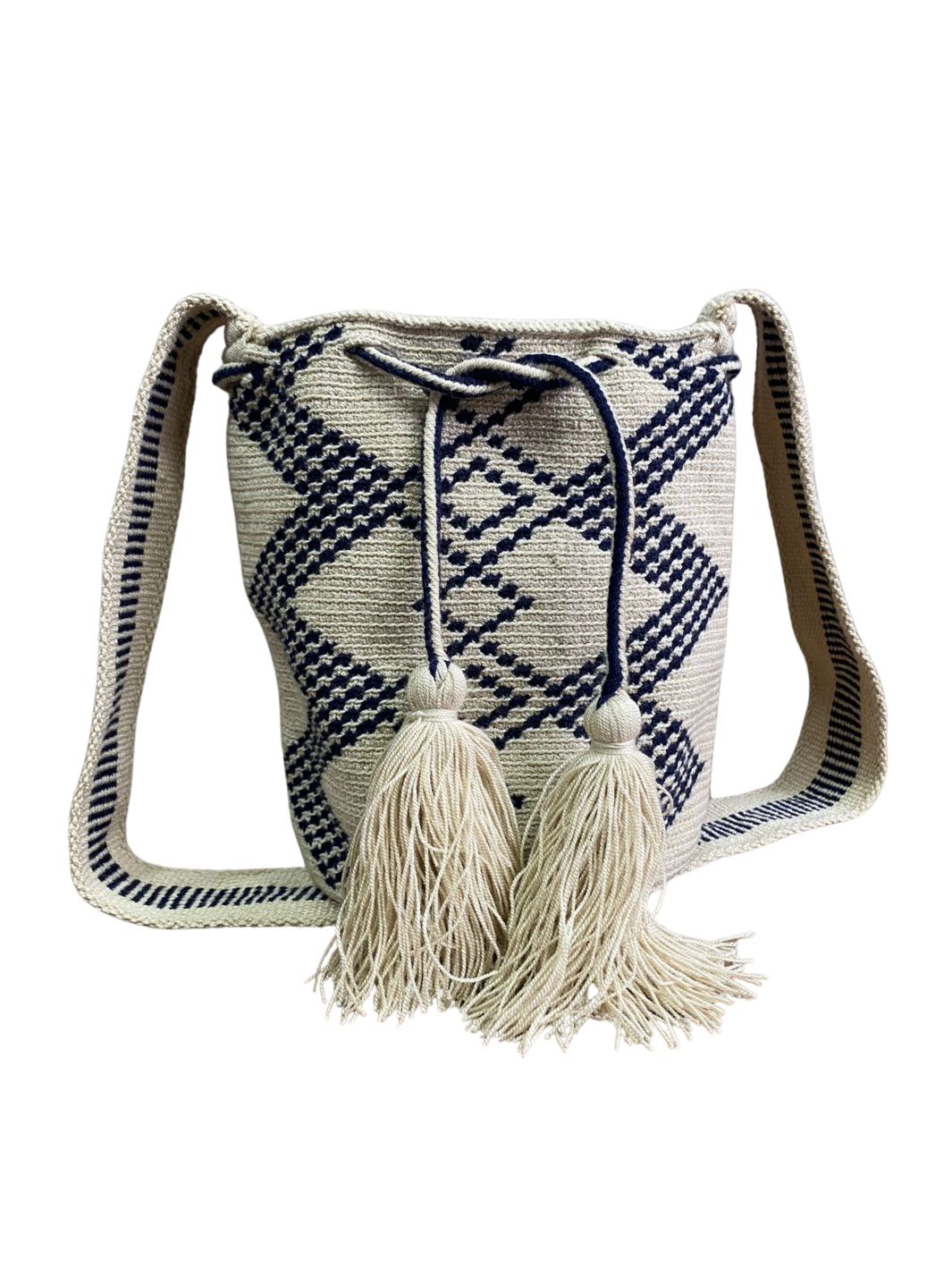 Mochilas Wayuu Medianas Crudo y Azul