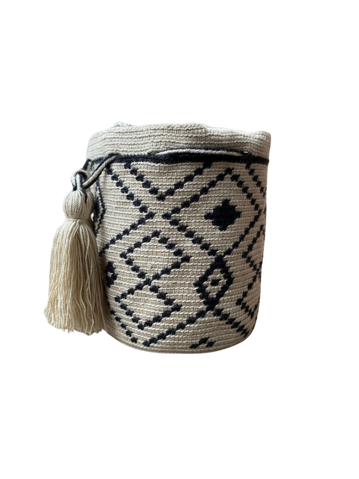 Mochilas Wayúu Pequeñas Base Beige (crudo)