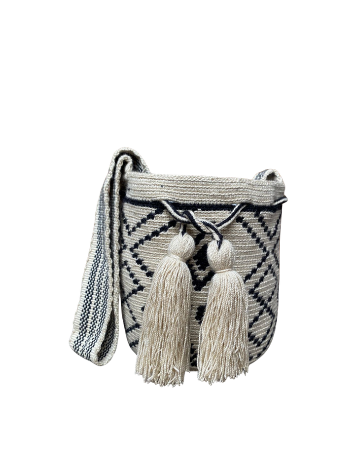 Mochilas Wayúu Pequeñas Base Beige (crudo)