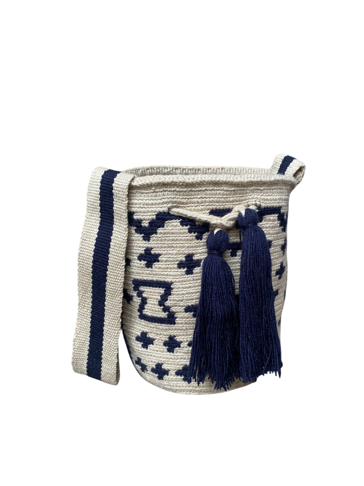 Mochilas Wayúu Pequeñas Base Beige (crudo)