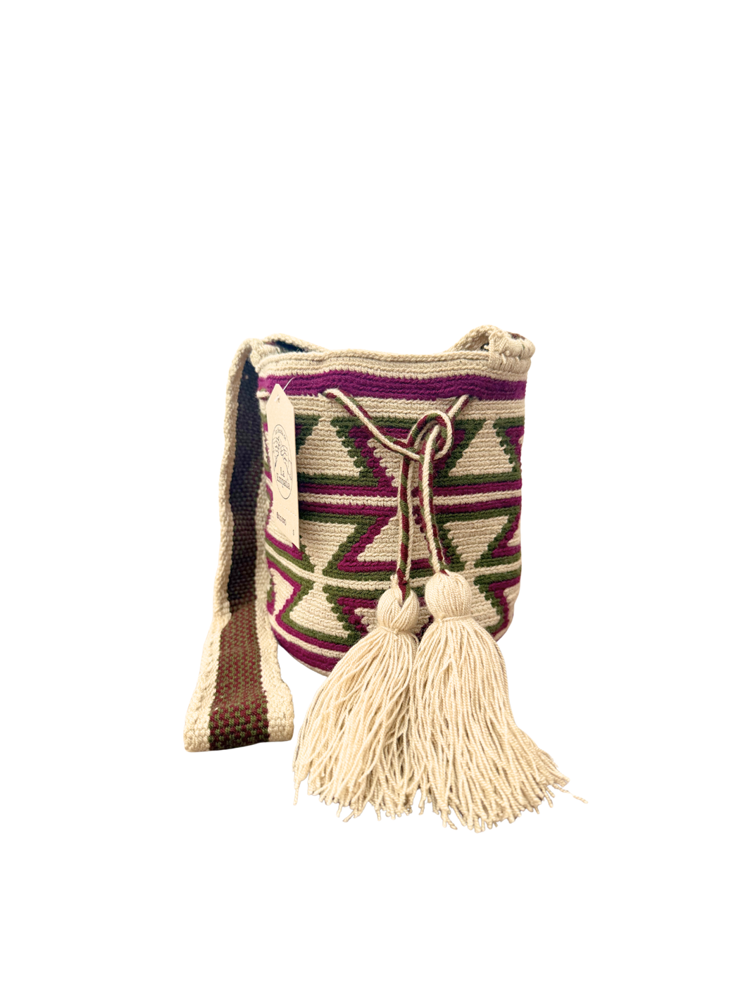 Mochilas Wayúu Pequeñas Base Beige (crudo)