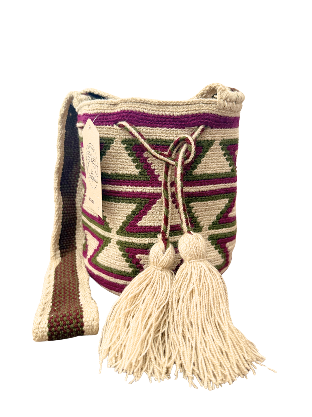 Mochilas Wayúu Pequeñas Base Beige (crudo)