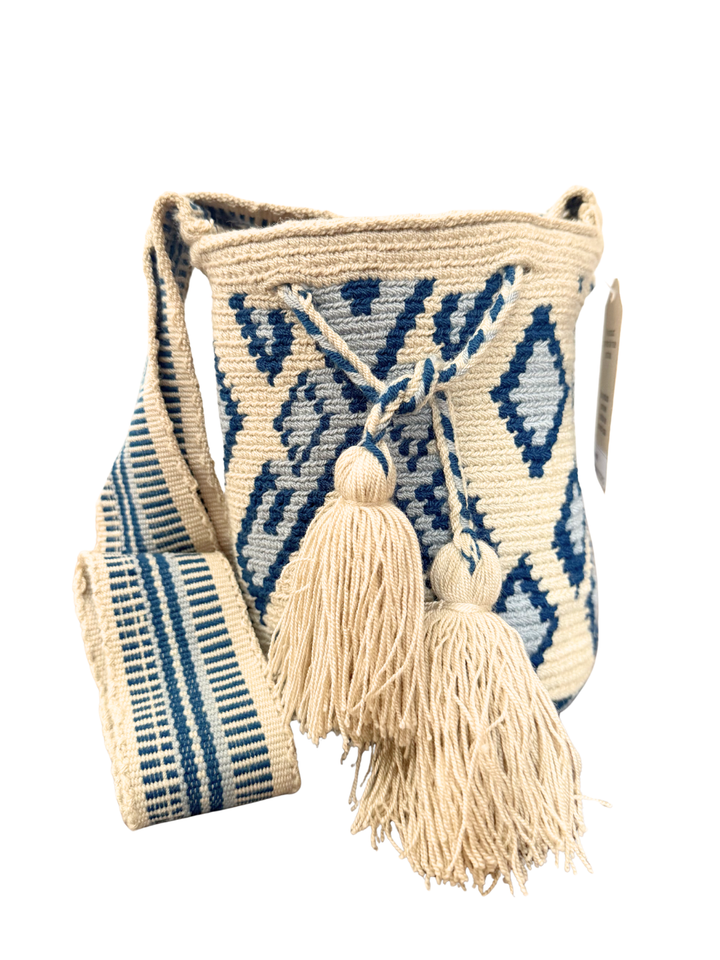 Mochilas Wayúu Pequeñas Base Beige (crudo)