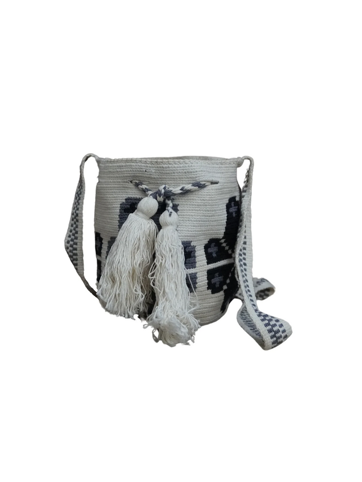 Mochilas Wayúu Pequeñas Crudo y Negro